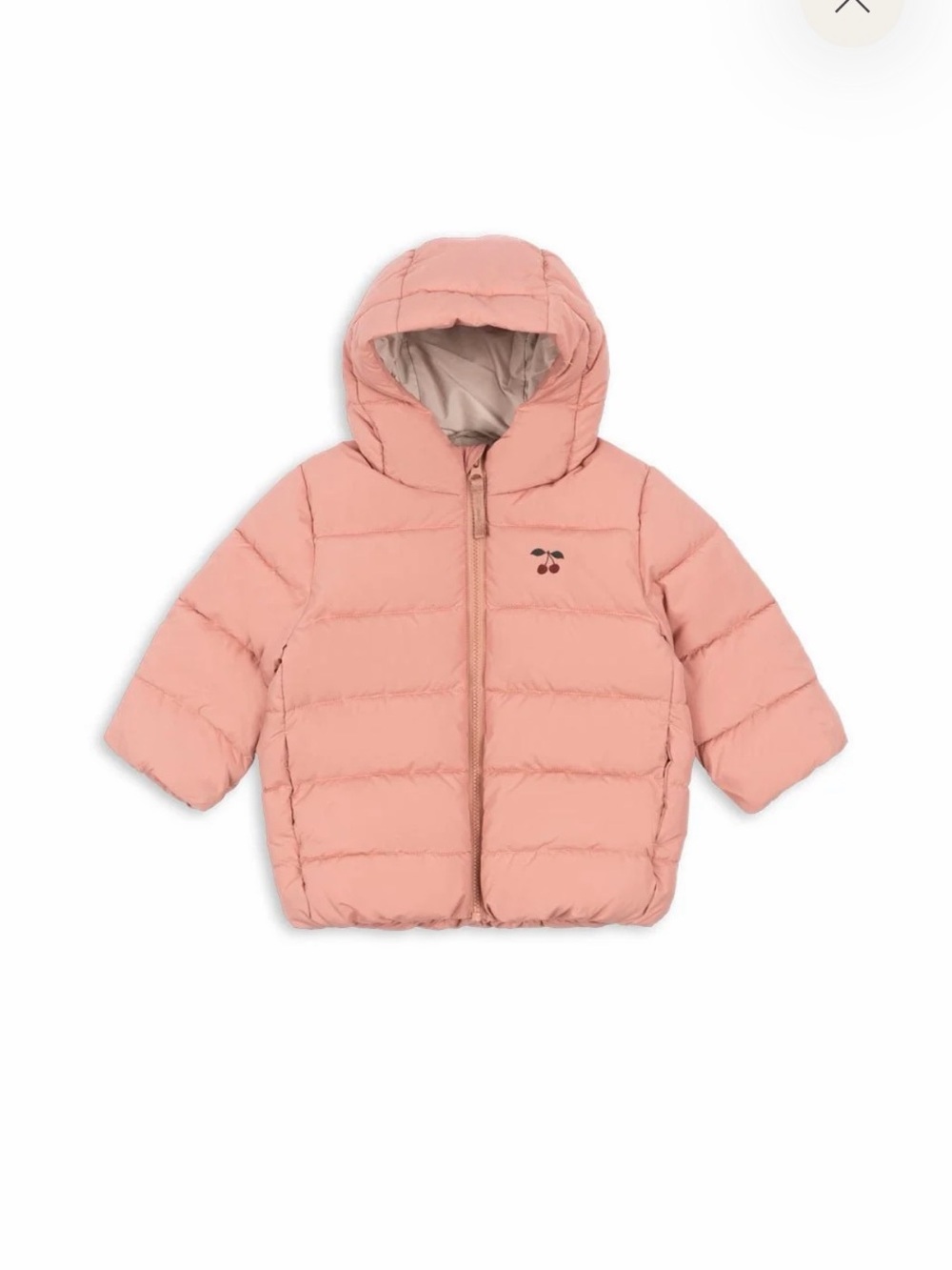 Cherry Logo Hooded Puffer Jacket for Kids - Blush Pink